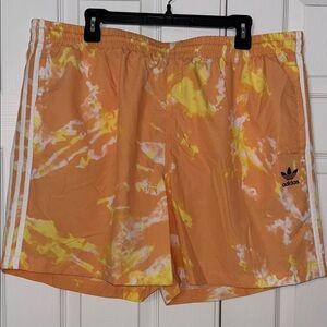Adidas Yellow and Orange Tie-Dye Swim Shorts